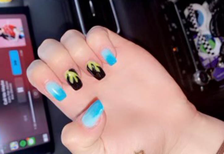 Black And Gold Nail Design Idea With Blue Nails Ideas