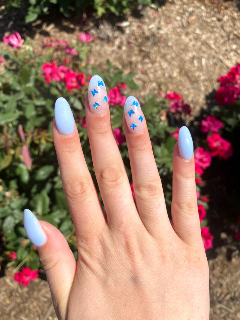 Light Blue Butterfly Nails Tutorial