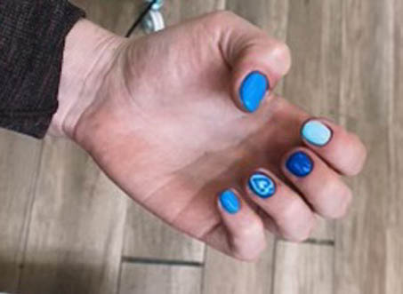Blue Gradient Nails Design With Heart Accent Finger Ideas