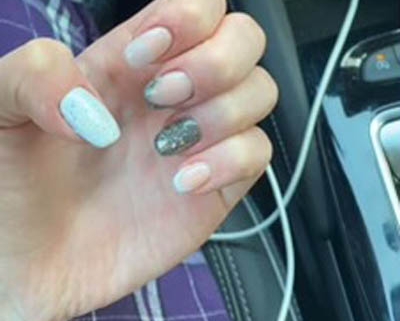 Grey Silver Metallic Nails Design Idea With French Combo