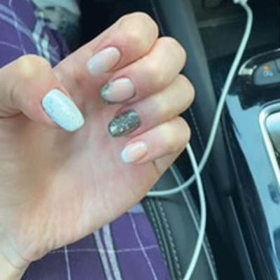 Grey Silver Metallic Nails Design Idea With French Combo