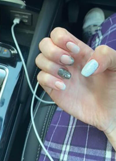 Gray Silver Metallic French Manicure Design Inspo