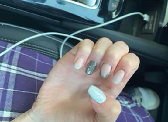 Gray Silver Metallic French Manicure Nails Tutorial