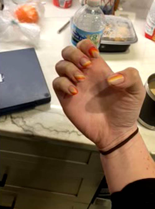 Nail Design With Red Orange Yellow Stripes Tutorial