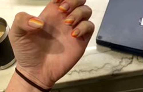Nail Design With Red Orange Yellow Stripes