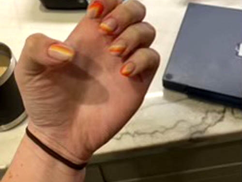 Nail Design With Red Orange Yellow Stripes