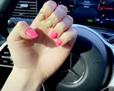 Hot Pink And Neon Green Nail Combo Idea