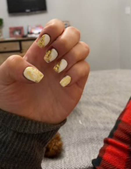White And Gold Glitter Nails Colorblock Design Idea – Vibrant Guide