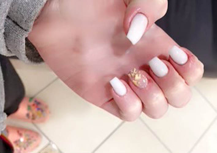 White Nails and Gold Foil Nail Design Ideas