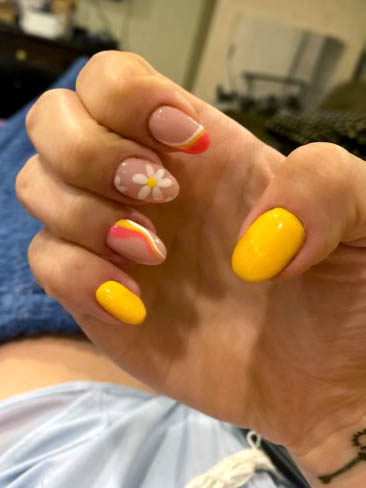 Yellow And Orange Nails Designs With Flowers And Summer Swirls Tutorial