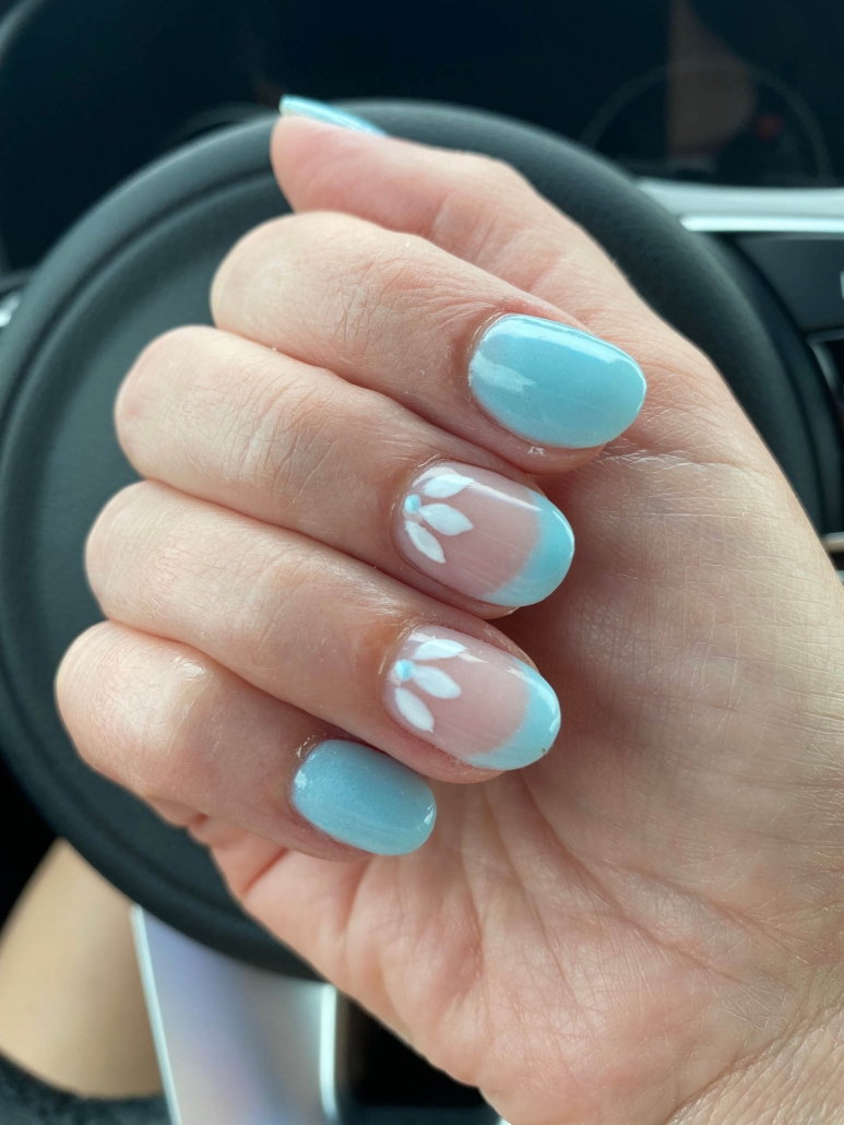 light blue and white nails