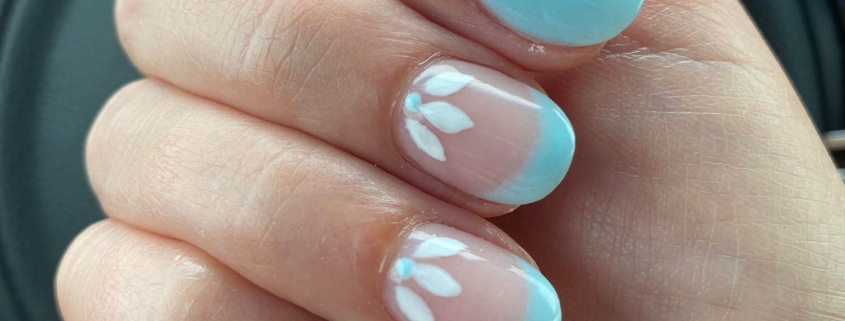 Easy Lotus Flower Nail Design Blue And White