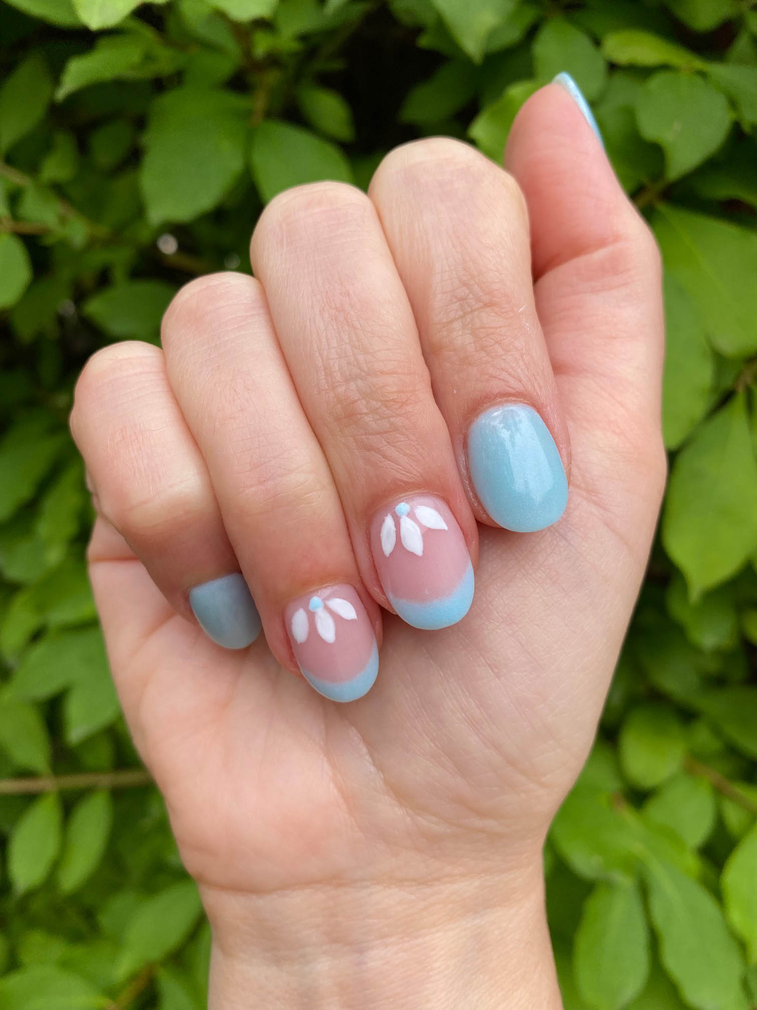 Lotus Flower Nail Design Blue And White Manicure Ideas