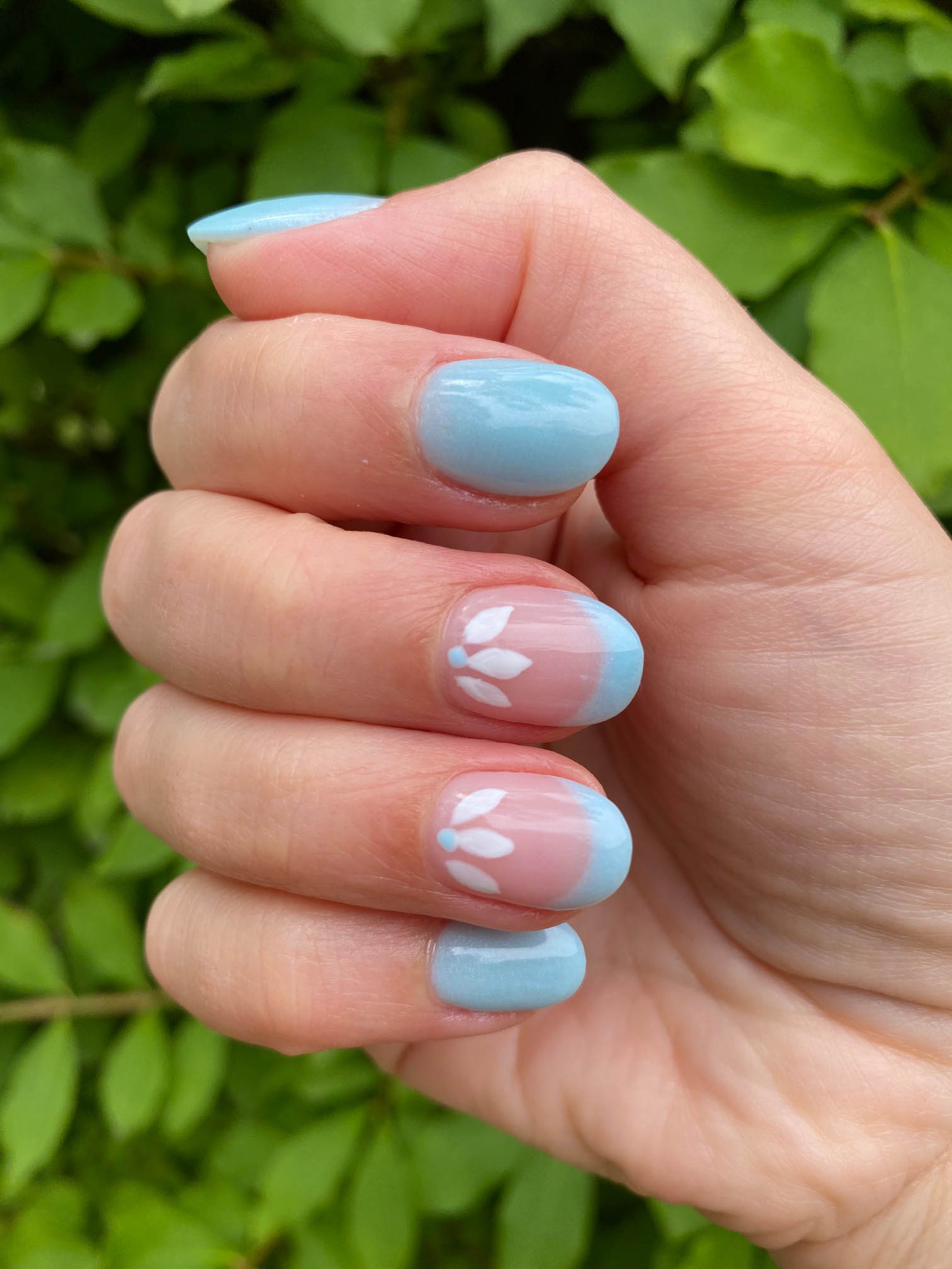 Lotus Flower Nail Design Blue And White Manicure