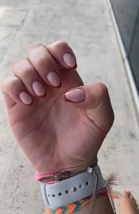 Brown French Tip Nails Inspo 