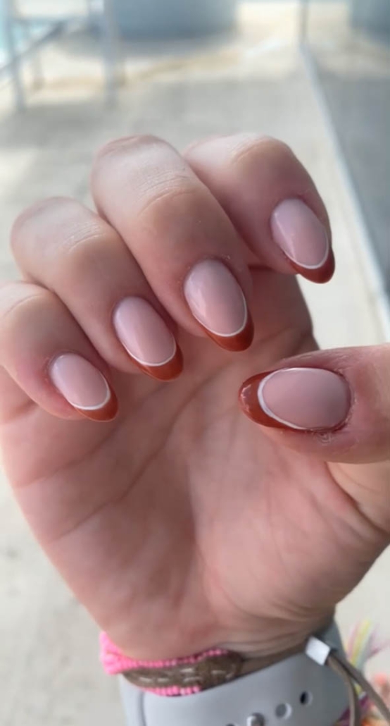 Brown French Tip Nails