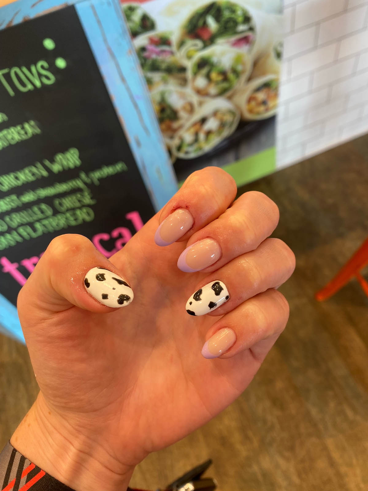 Cow Print Nails Design With French Combo Ideas