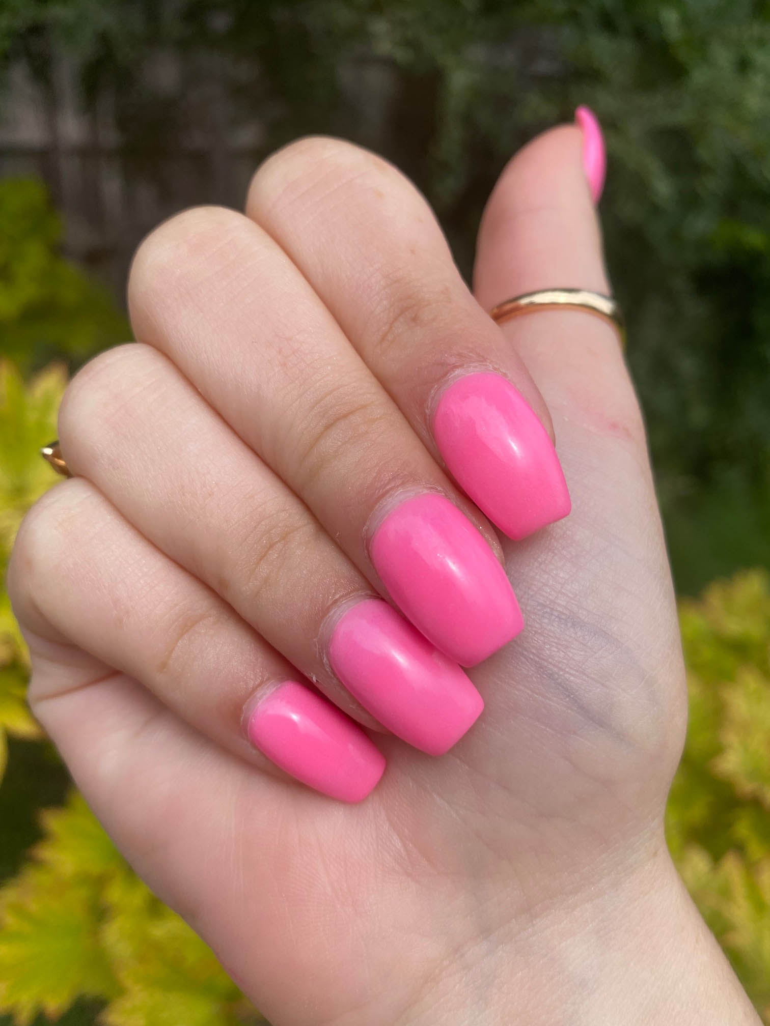 Pink Long Coffin Nails