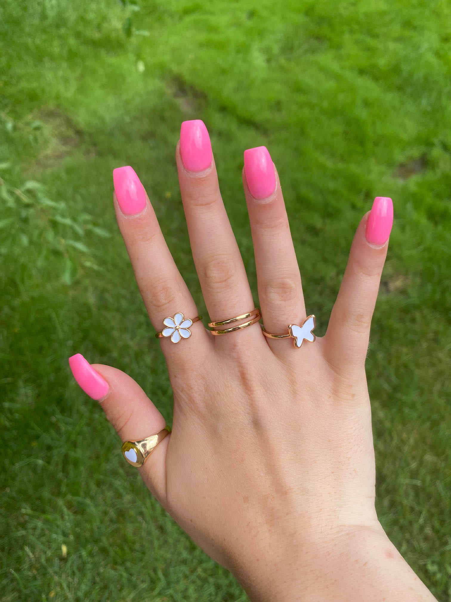 Pink Long Coffin Nails Manicure