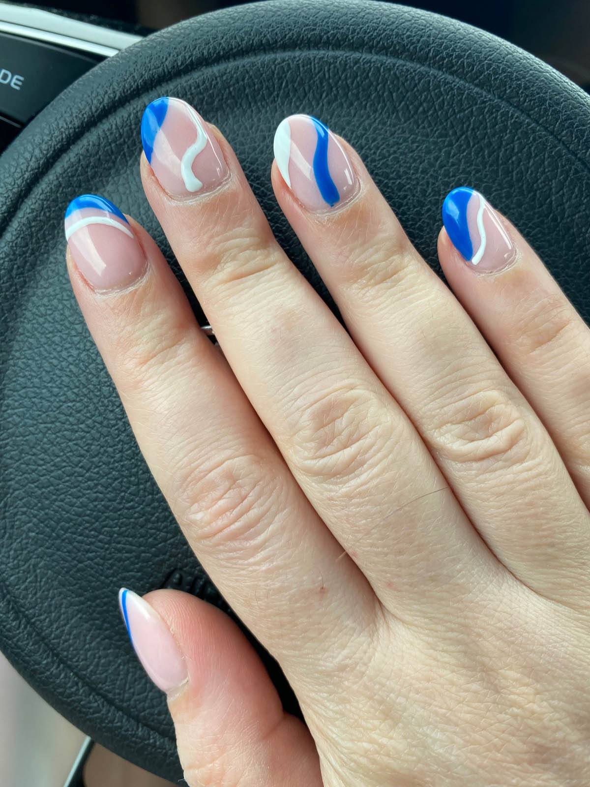 Blue And White Swirl Nails Design Manicure