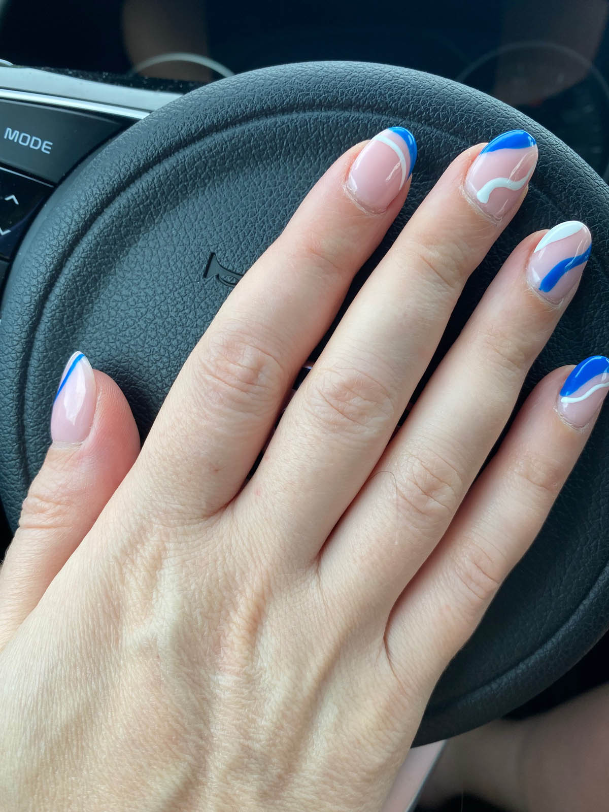 light blue and white nails