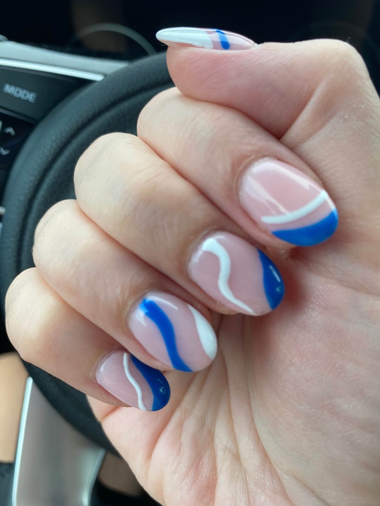 Blue And White Swirl Nails Design