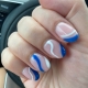 Blue And White Swirl Nails Design