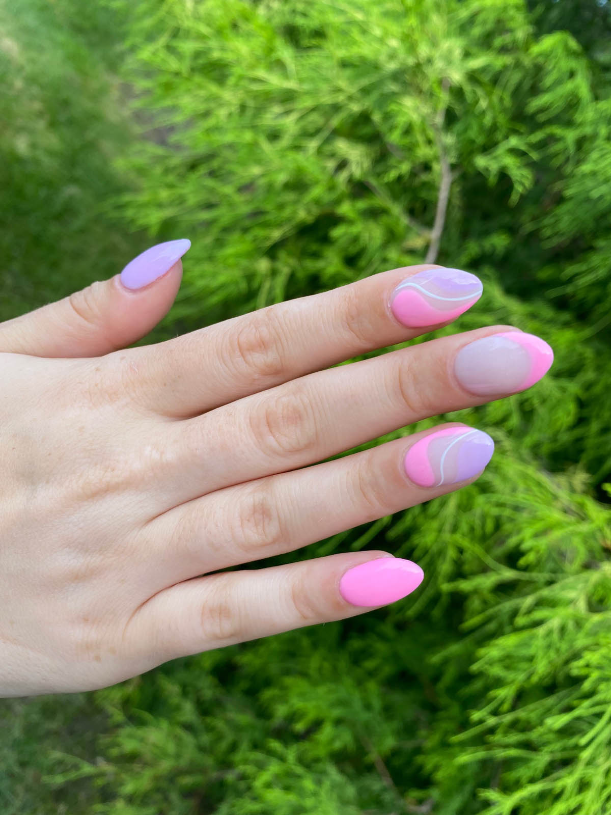 Pink And Purple Nails Design Manicure