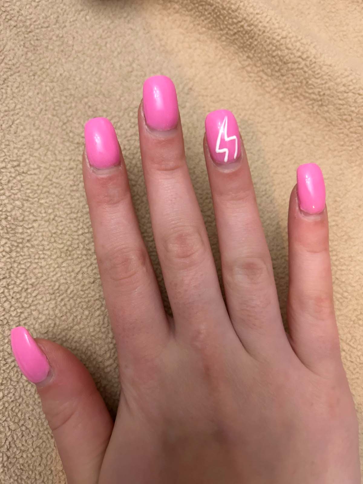 Hot Pink Lightning Bolt at home manicure ideas