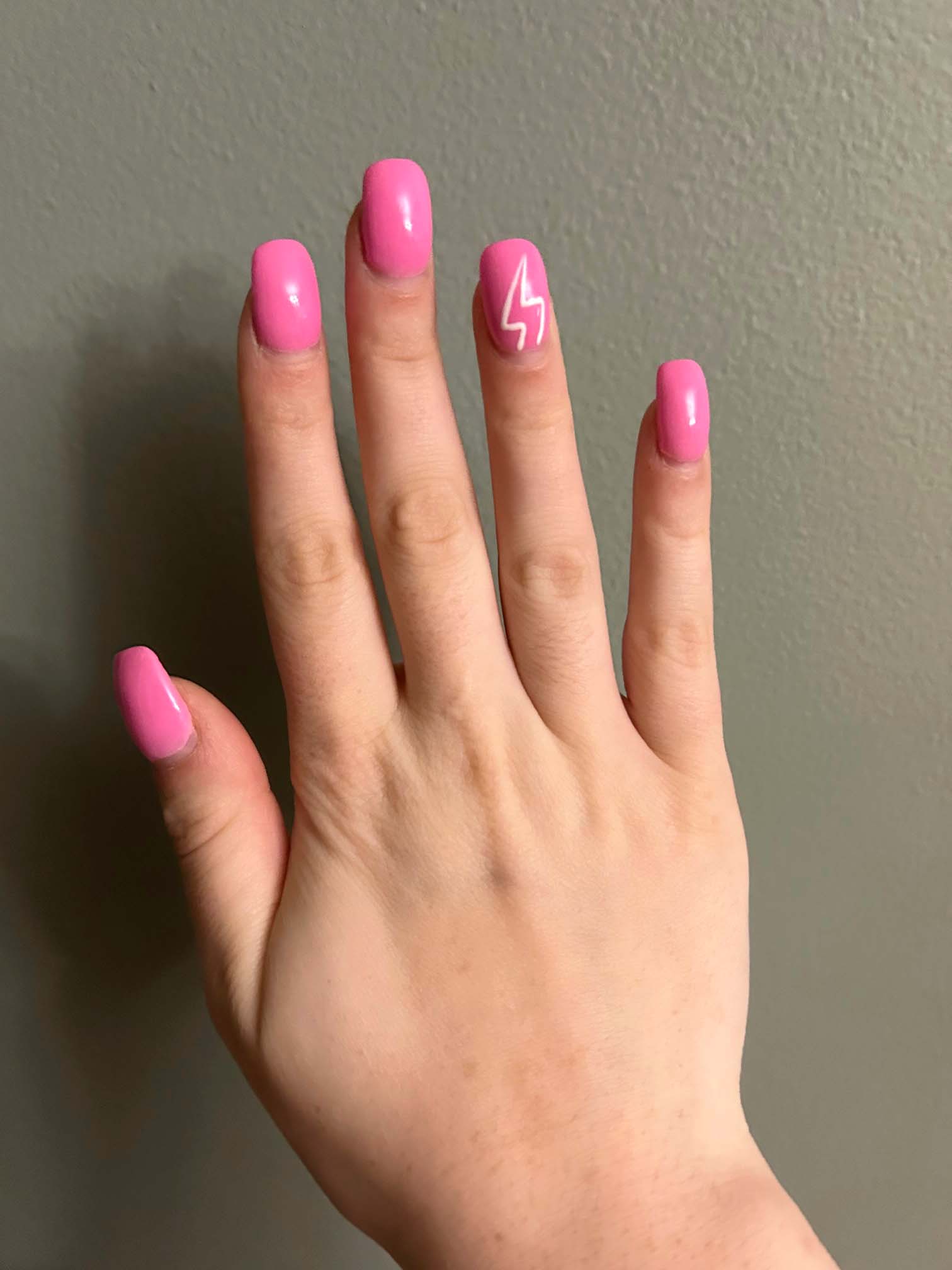 Easy Hot Pink Lightning Bolt Nails Design Tutorial