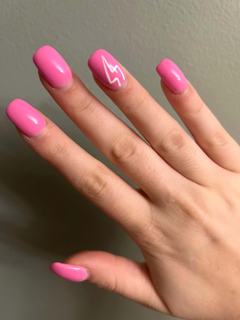 Pink Lightning Bolt Nails Design