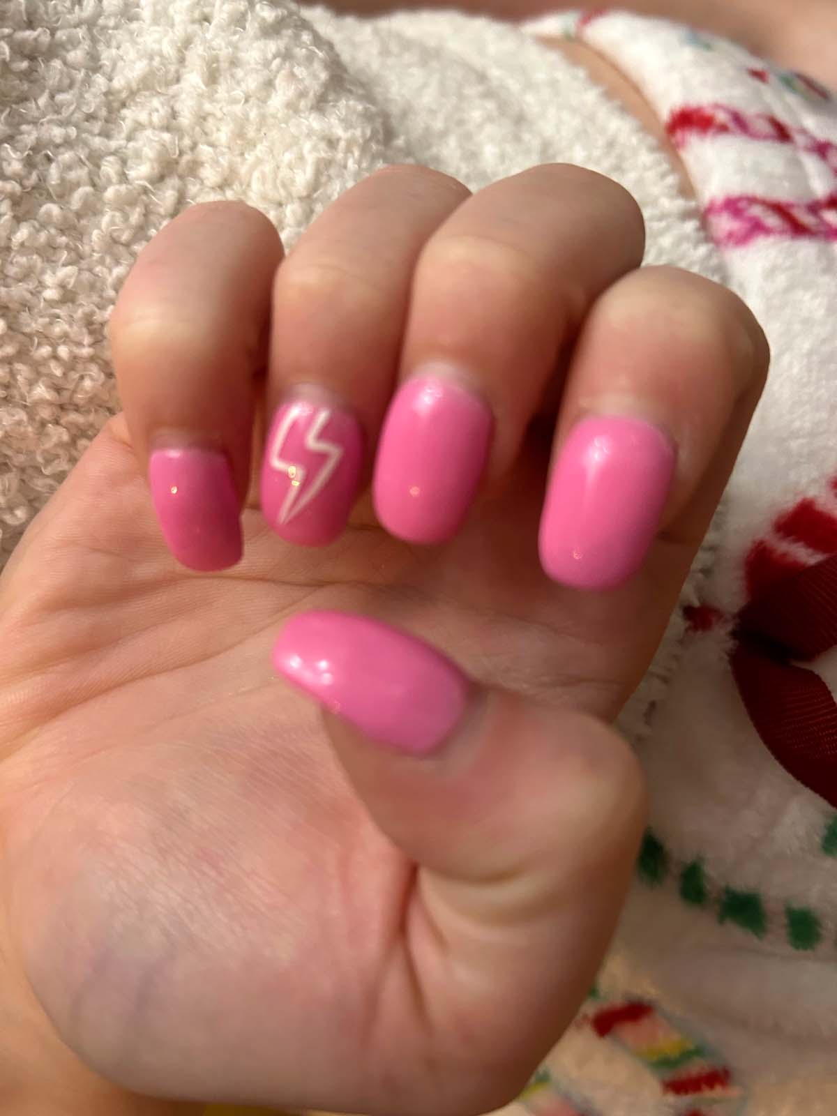 Hot Pink Lightning Bolt Nails Design