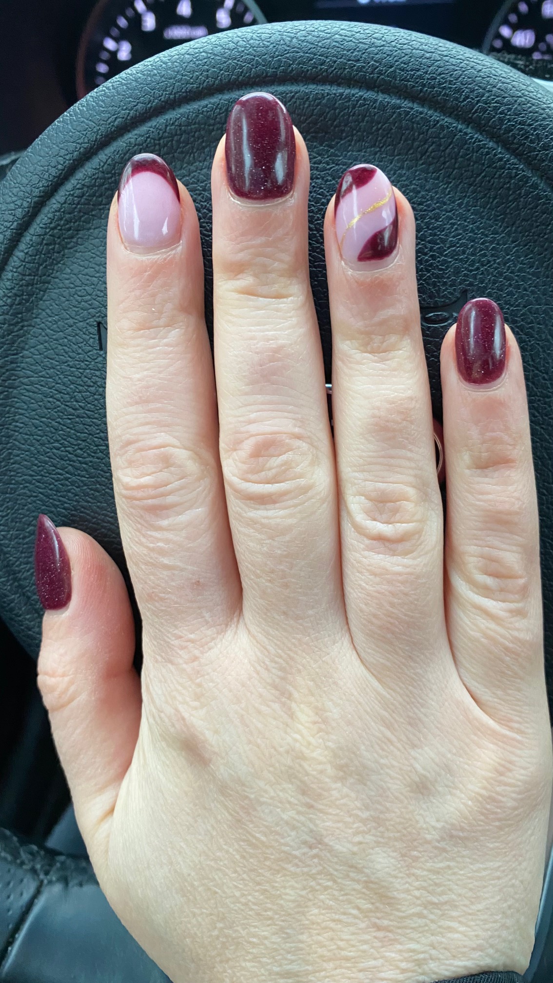 burgundy Christmas nails