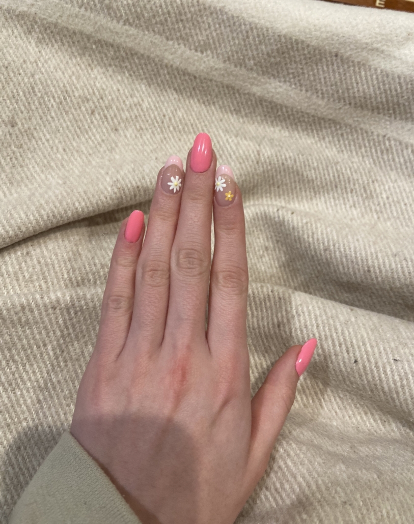 Cute Pink Spring Flower Nails