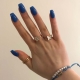 Coffin dark blue nails
