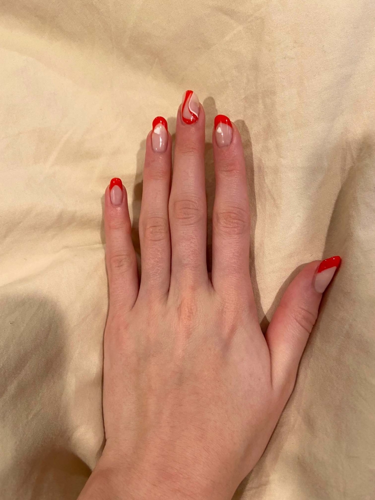 Orange French nails