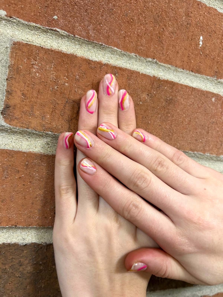 Pink gold nails