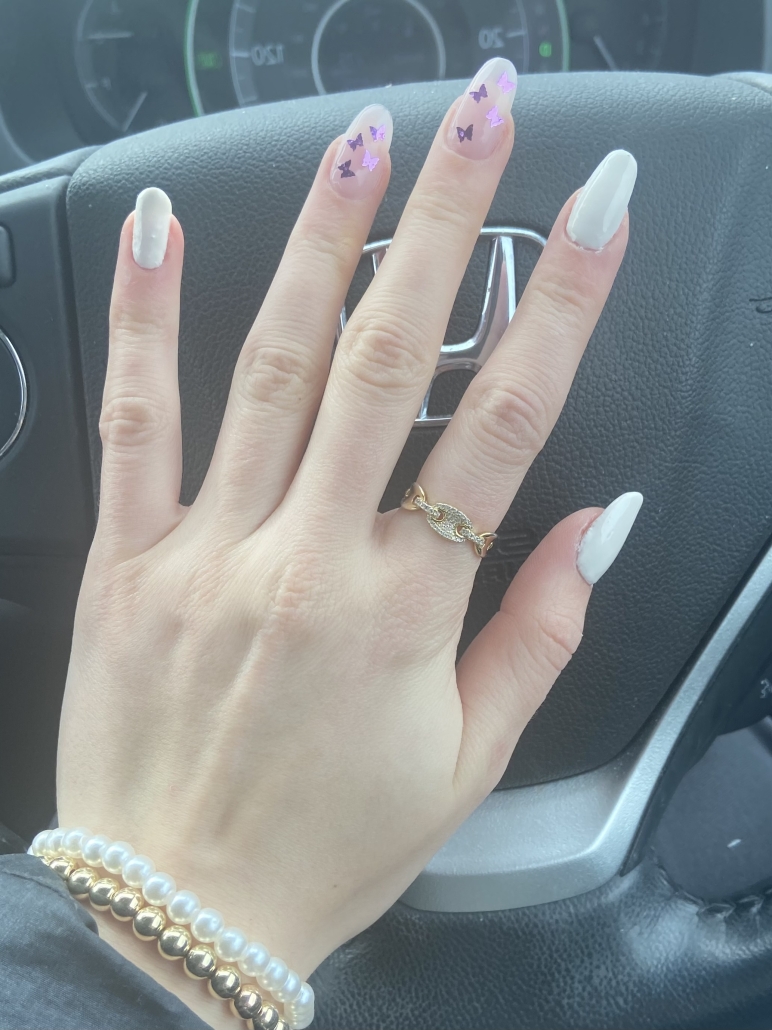 White butterfly nails