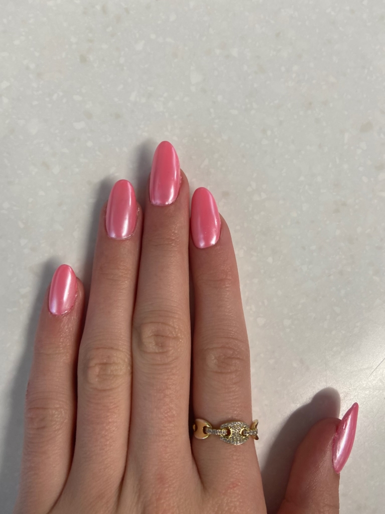 Pearl pink coffin nails
