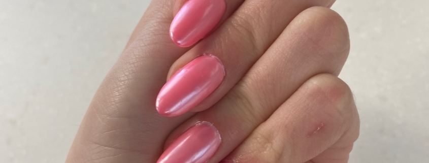 Pink chrome nails