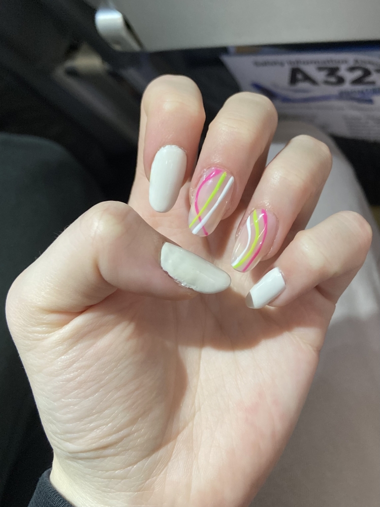 Summer white nail design