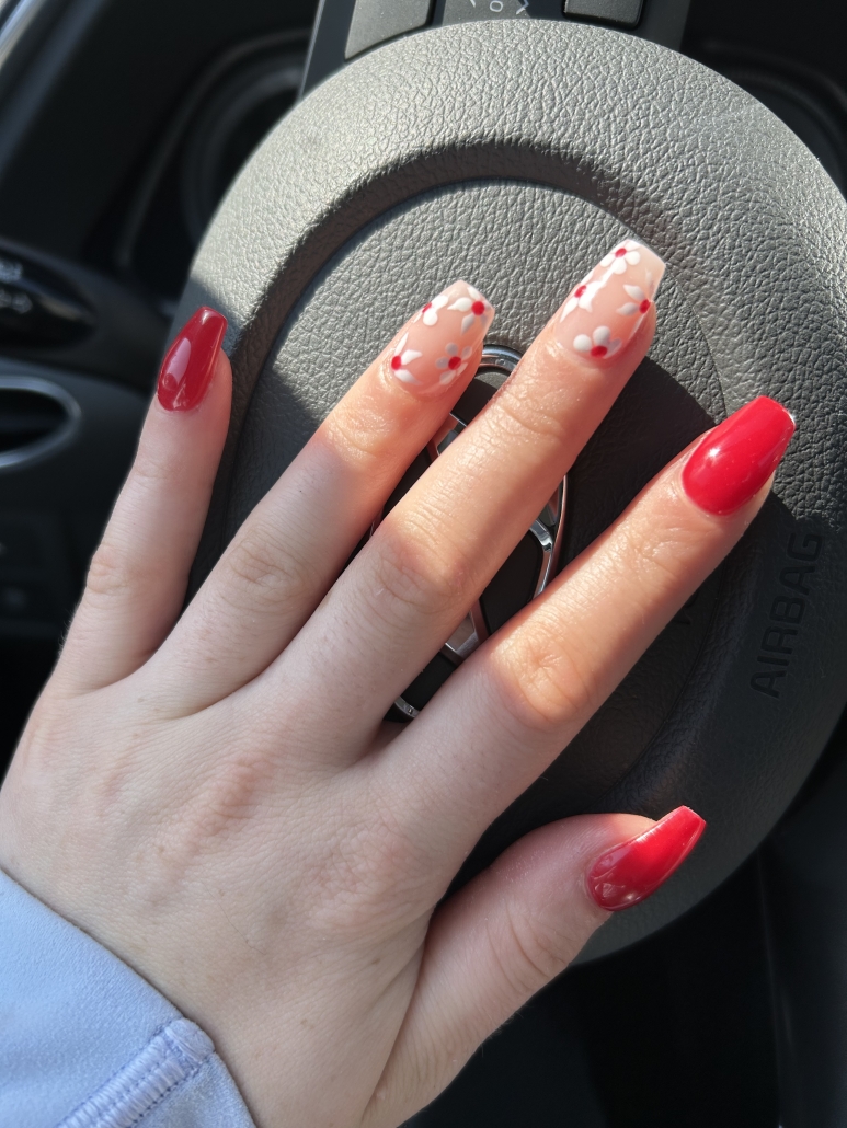 Cherry red nail design