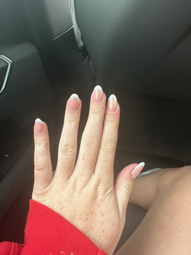 French tip nails with chrome 