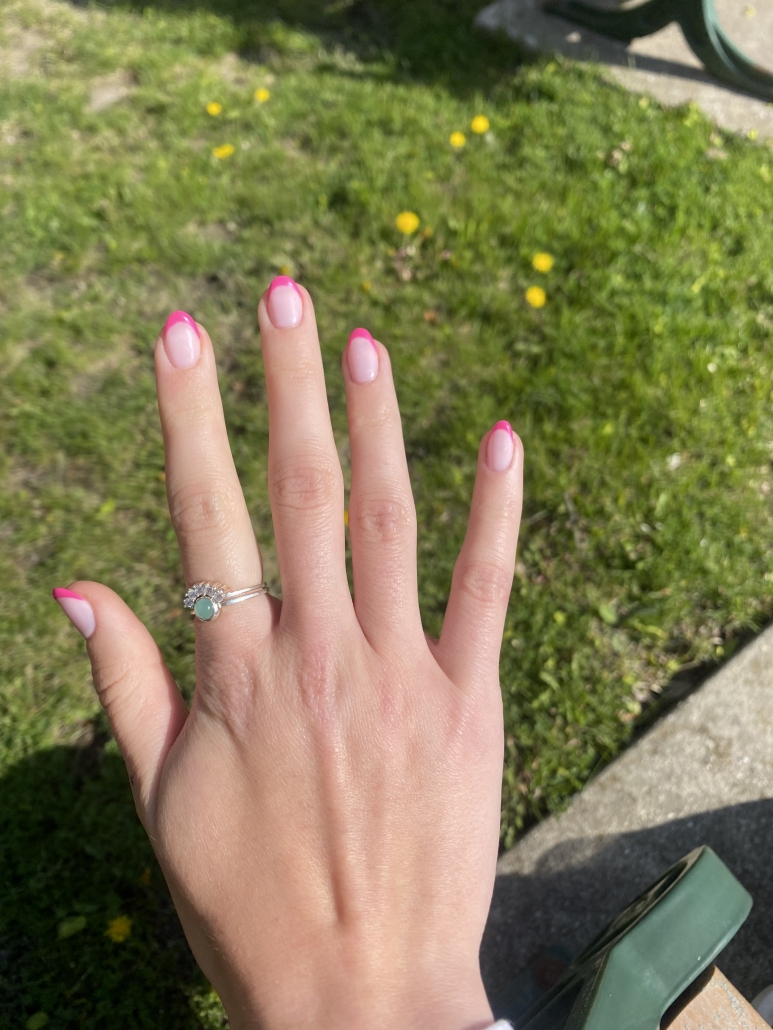 Pink French nails