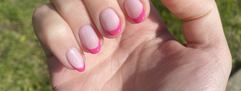 Hot pink nails French tips