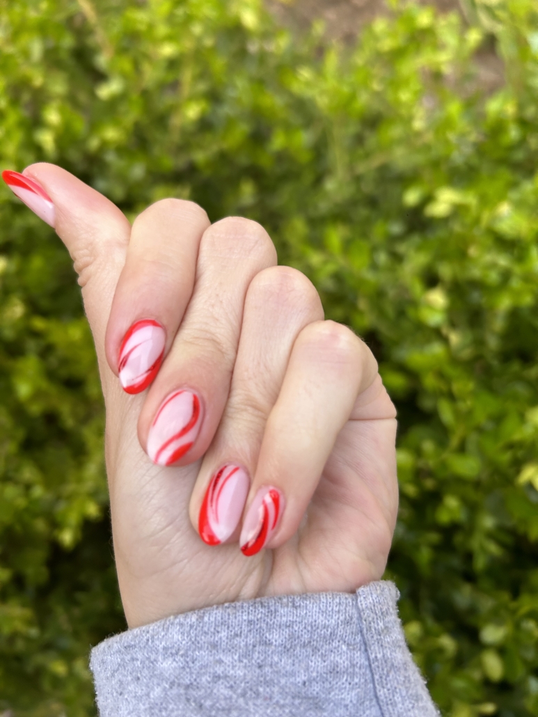 Red and white nails