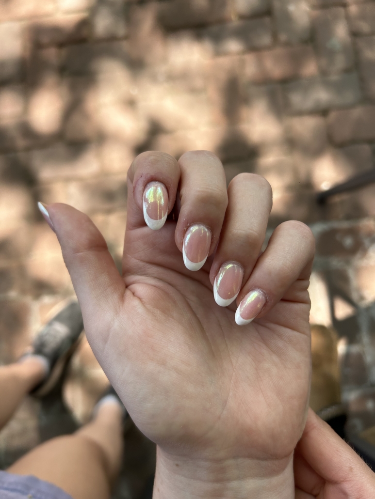 Chrome French tip nails 