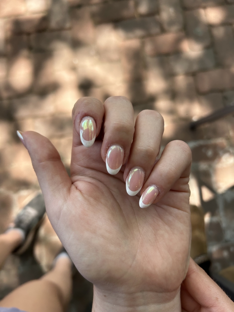 Nude chrome nails