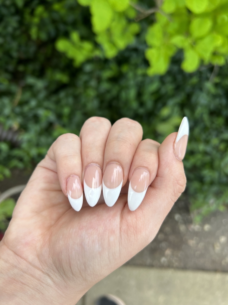 Nude almond French tips