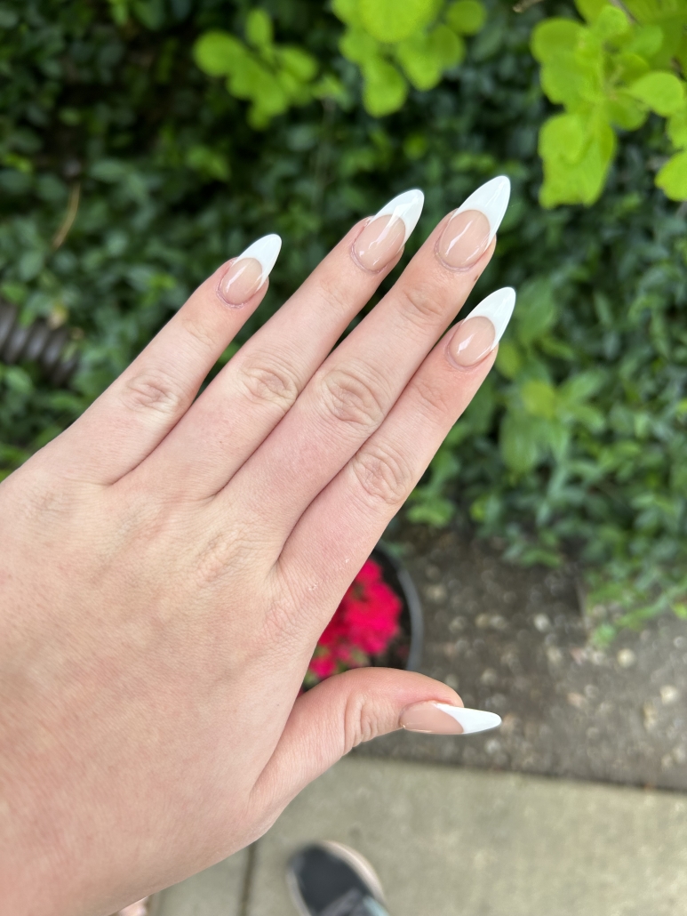 Cute white French tip nails